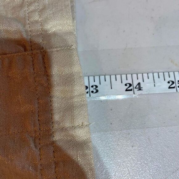 Chico's Women's Linen Cotton Blend Roll-Tab Blazer Jacket Gold Metallic Medium - Picture 7 of 8